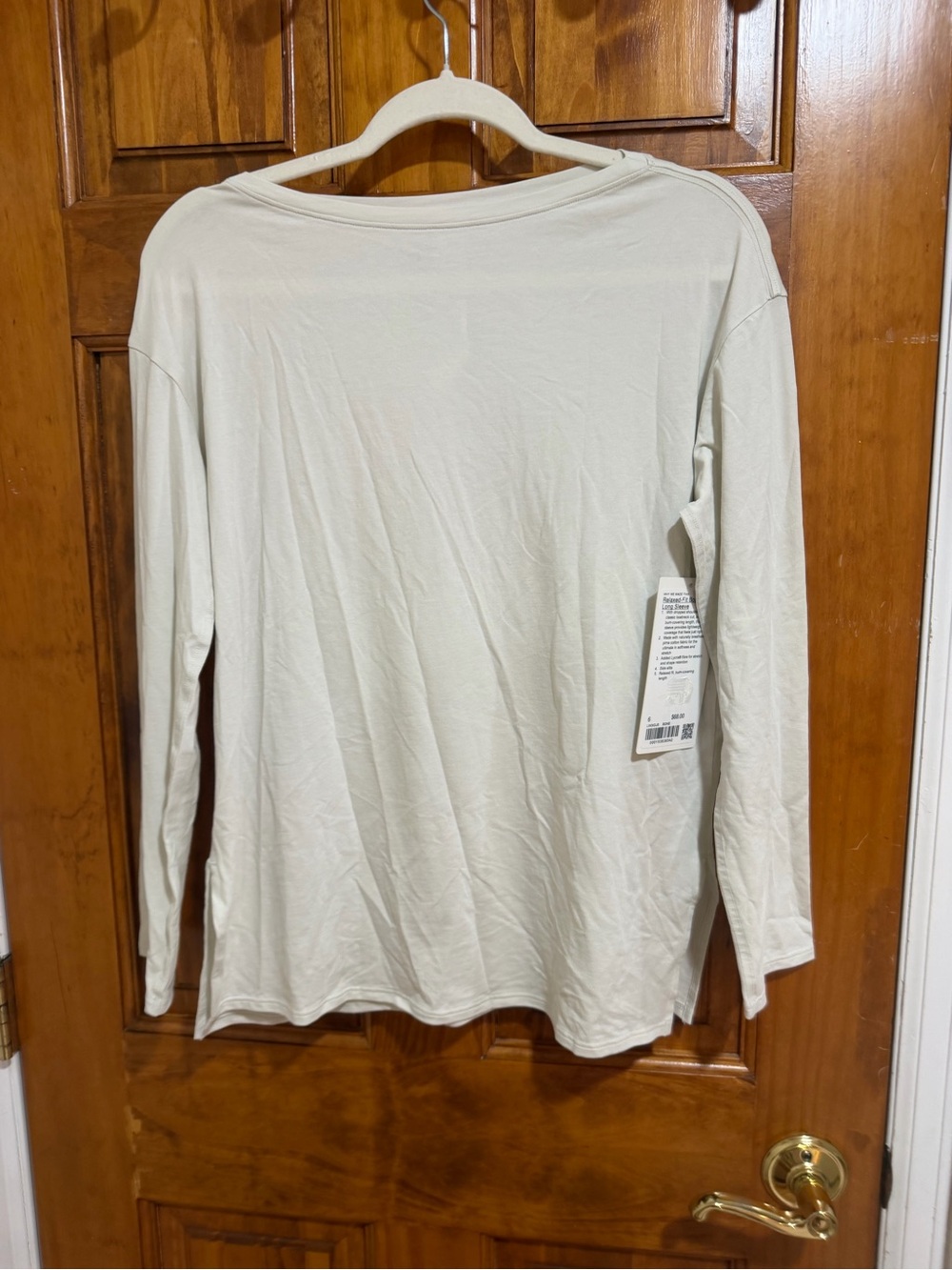 LULU relaxed fit boatneck Light Cream Long-Sleeve Women's Top